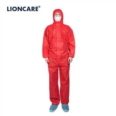 LIONCARE® कवरलाइट डिस्पोजेबल सुरक्षात्मक कवरऑल लाल
